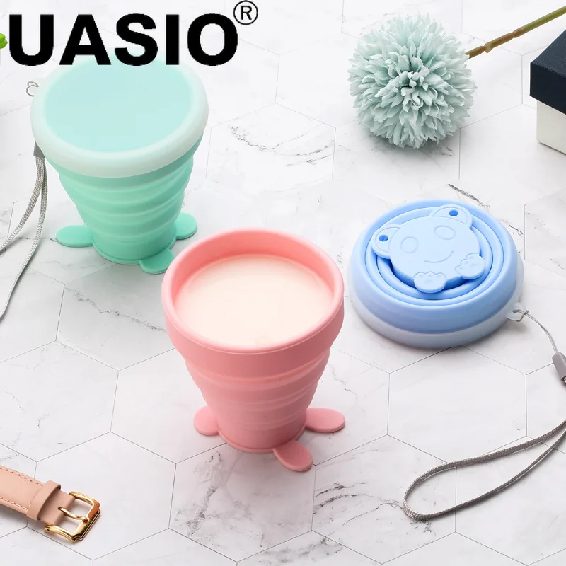 Portable Silicone Retractable Folding Cup with Lid Telescopic Collapsible Drinking Cup Outdoor Travel Water Cup Coffee Handcup