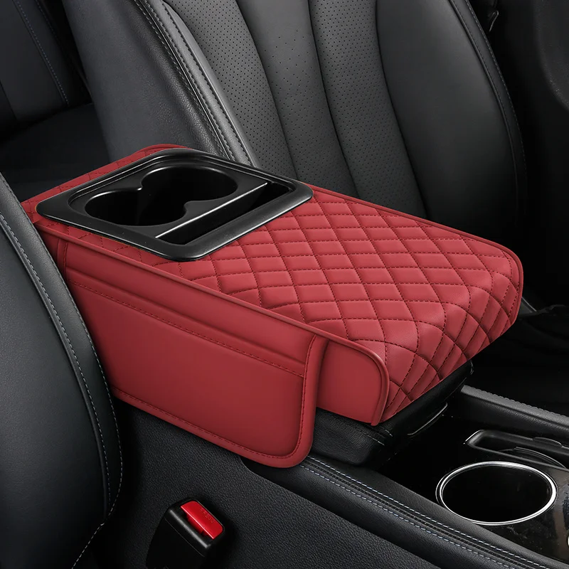 

Car Center Console With Elevated Armrest Pad, Equipped With 2 Cup Holder Armrest Pads, Suitable For All Seasons
