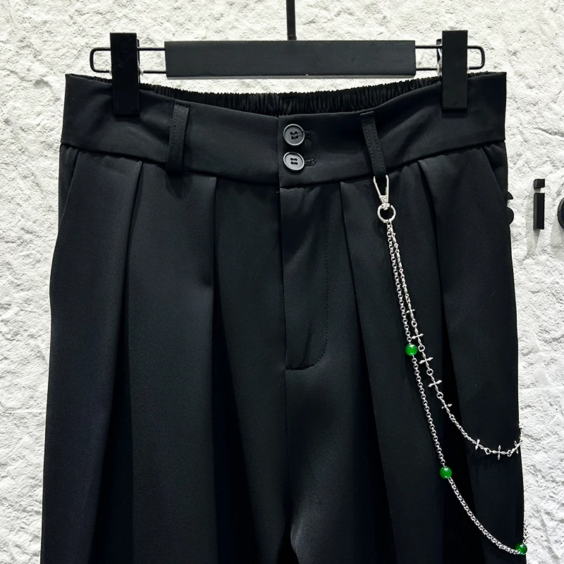 2025 New Style Personality Fashion Chain Casual Pants Men's Fashion Trend Loose Wide-Leg Straight Draped Pants