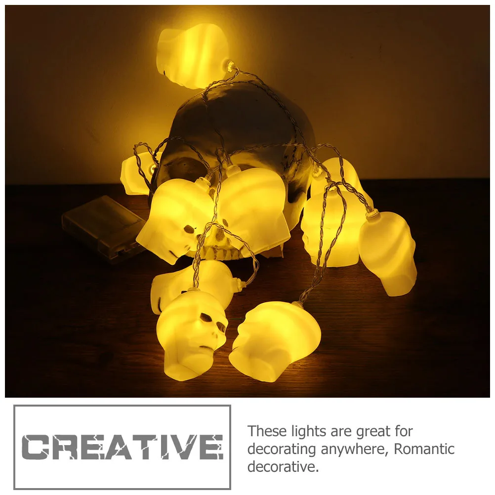 الجمجمة أضواء في الهواء الطلق سلسلة ديكور الهالوين البلاستيك الأبيض عطلة الطرف الديكور