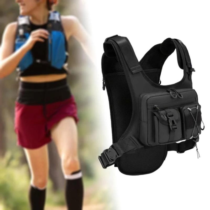Lightweight Adjustable Running Vest Chest Pack With Water Resistant Nylon And Secure Storage For Outdoor Running