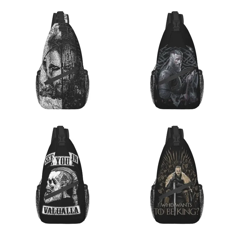 King Ragnar Lothbrok Quotes Vikings Sling Chest Crossbody Bag Men Fashion Valhalla Shoulder Backpack for Camping Biking