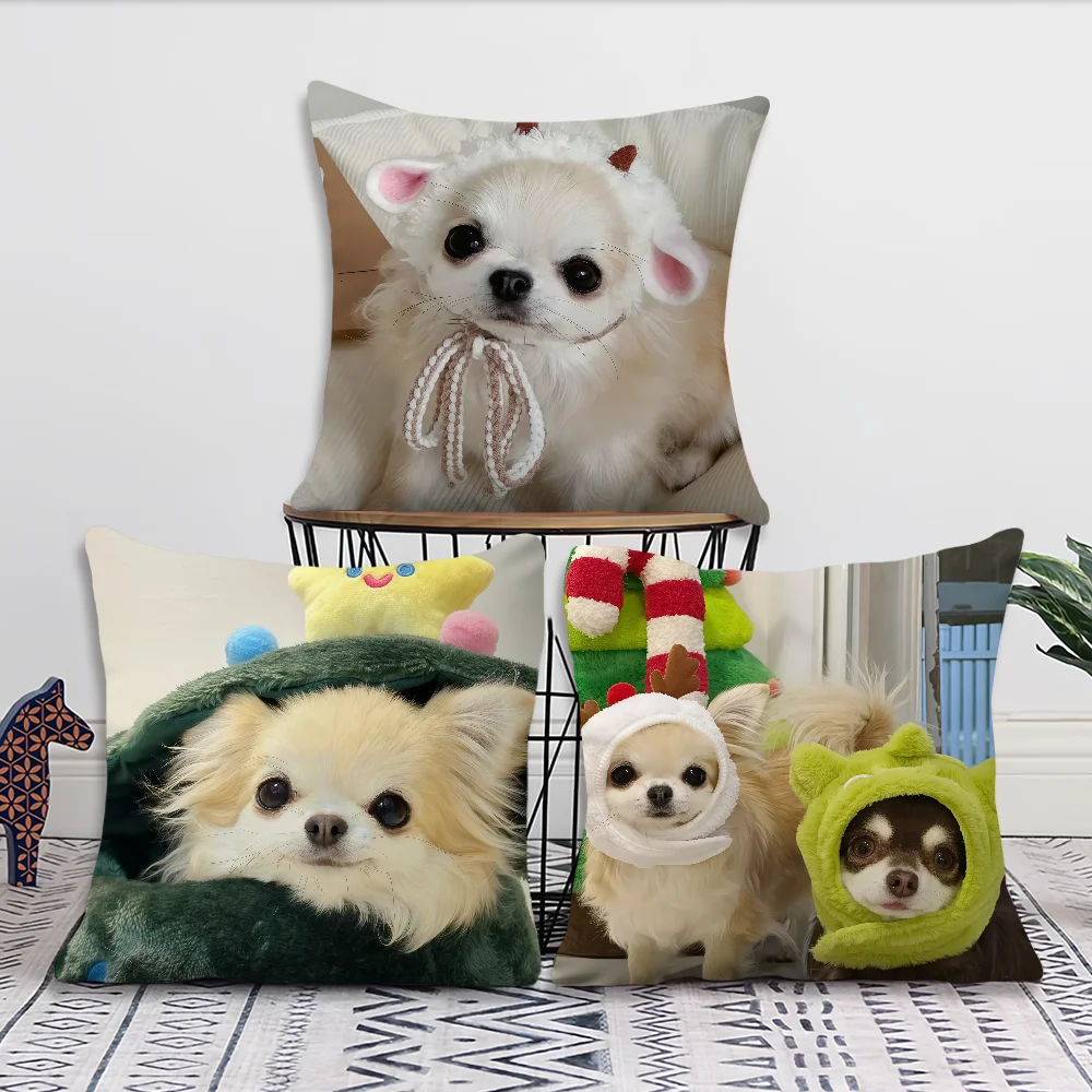 Cute Chihuahua P-Puppy cushion cover For Pillow Printing Sofa Decoration Home Car Room Coffee Shop Office Nordic Simplicity