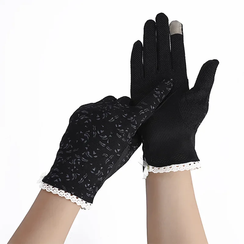 

New Women Lace Sunscreen Gloves Autumn Spring Lady Stretch Touch Screen Anti Uv Slip Resistant Driving Glove Breathable Guantes