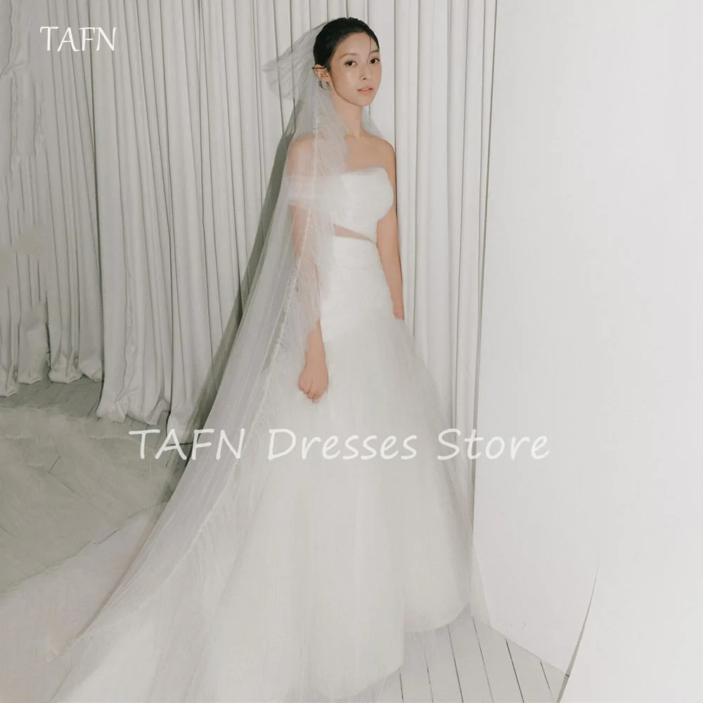 

TAFN Sexy Off the Shoulder Tulle Wedding Dresss Korea Photo Shoot Mermaid Long Bridal Gown Corset Back Custom Made 웨딩드레스 2025