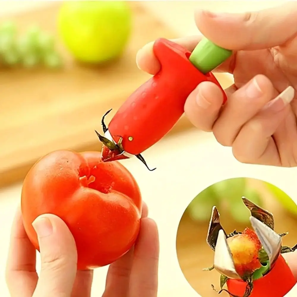 Cute Stainless Steel Strawberry Huller Pineapple Stalk Corers Stem Removal Device Creative Design Tomato Stem Remover Food Prep