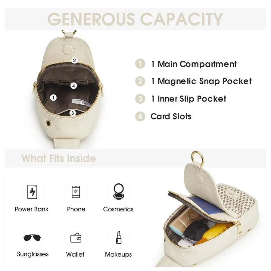 حقيبة كروس للنساء، حقيبة كروس جلدية من الجلد، حقيبة صدر بمحفظة RFID، حقيبة نهارية صغيرة للنساء #4