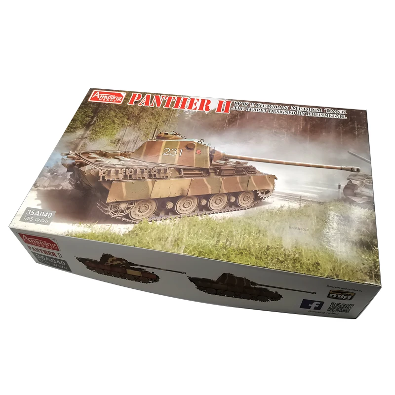 Amusing Hobby 35A040 Panther II Rheinmetall Turret 1/35 Tank Scale Model Kit.