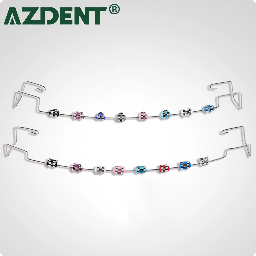 

1Pair AZDENT Dental Temporary Tooth Decoration with Metal Wires Metal Bracket Orthodontic Ligature Ties Fake Braces Lab