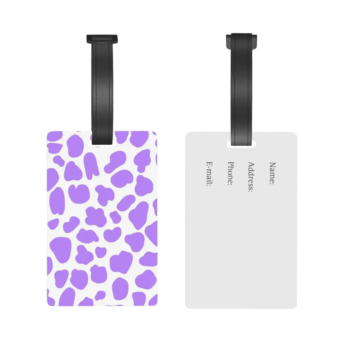 Purple Cow Hide Print Pattern Luggage Tags Suitcase Accessories Travel Baggage Boarding Tag Portable Label Holder Name Address