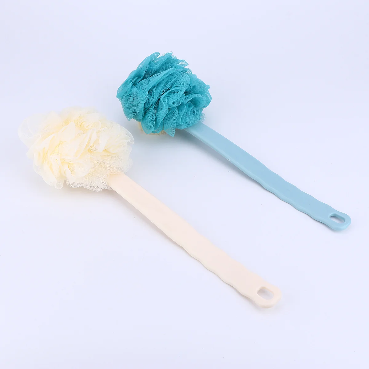 

2pcs Long Handle Back Scrub Brush Deep Cleaning Durable Shower Bath Exfoliating Body Tool Rub Skin Care Accessory Blue Beige