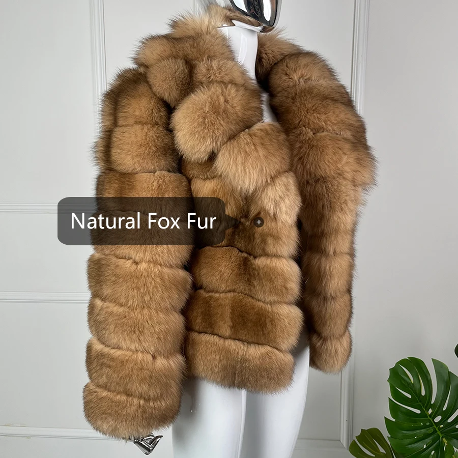 Manteau en fourrure de renard véritable pour femmes, vestes longues, fourrure de renard naturelle, luxe, haute qualité, mode, hiver, 2024