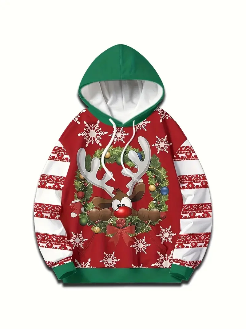 

3D Print Elk Graphic Men's Women's Hoodies Fashion Creative Design Christmas Theme Sweatshirts Winter Loose Comfortable Clothing