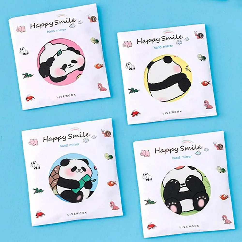 Espejo pequeño Mini Panda duradero, espejo de maquillaje compacto de dibujos animados, espejo de bolsillo creativo de una sola cara para mujer