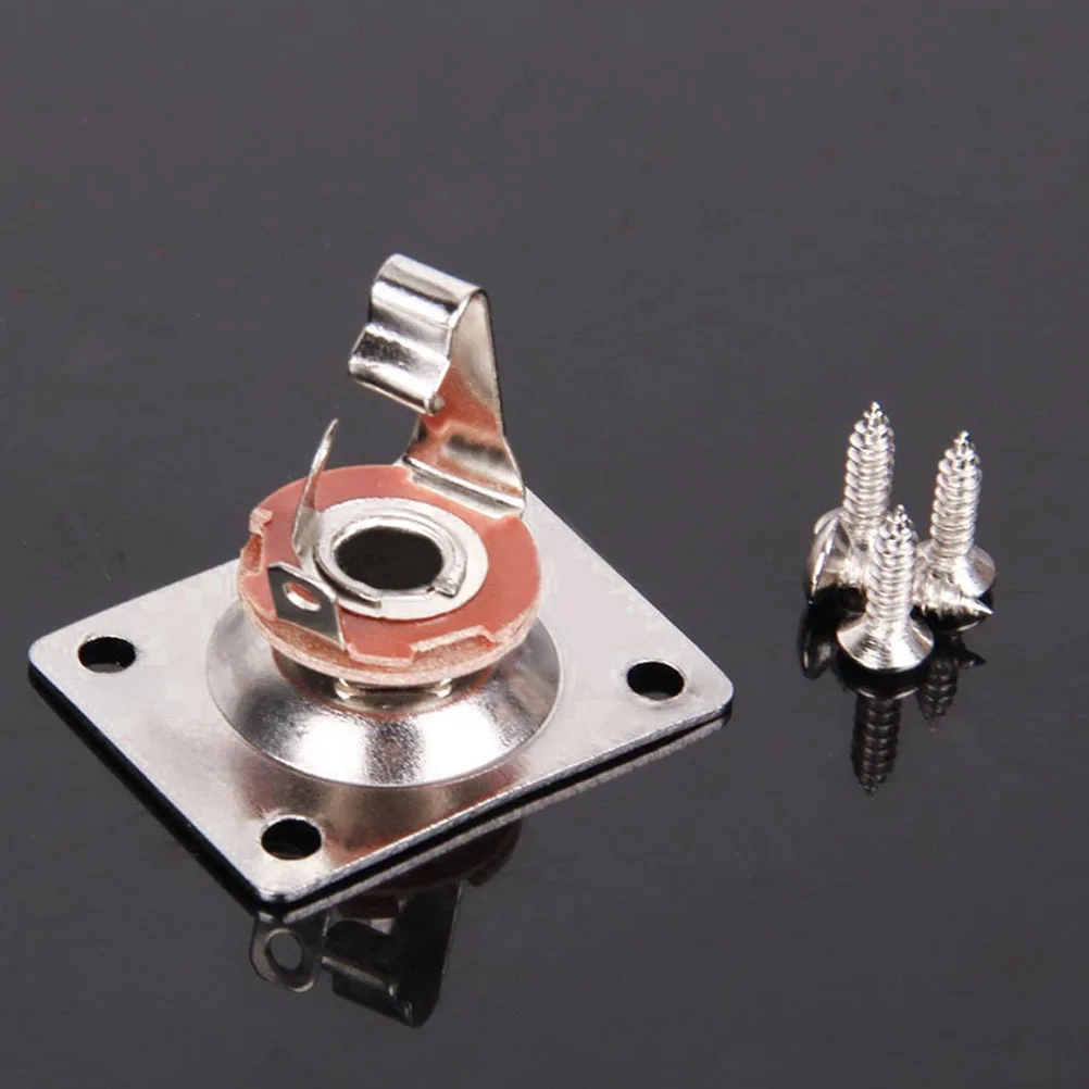 

4Pcs Electric Guitar Jack Stainless Steel Socket Square Plate Replacement Smooth Inside Output Socket Guitar Supply