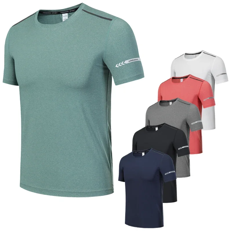 Men Running Short Sleeve Quick Dry Gym Jerseys Fitness Shirt Large Size M-5XL Sport Male T-shirts Casual Jogger Training Tshirts