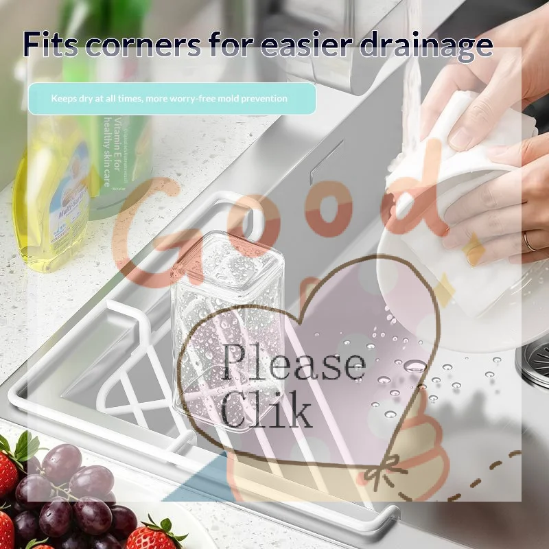 【HG】Stainless Steel Sink Corner Rack Anti-rust Punch-free Dish Drying Rack Quick Water Drainage Hollowed Dishcloth Sponge Stand