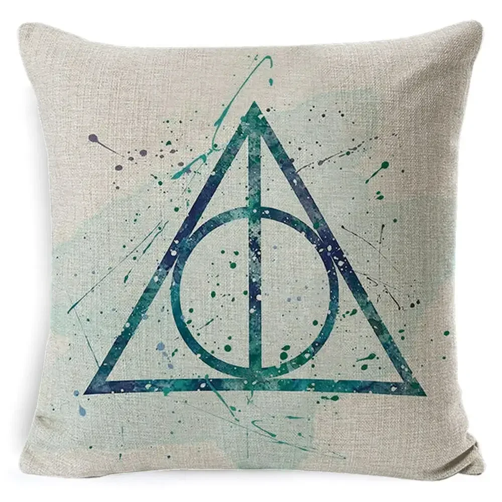 Harriese Magician Boy Flame Cup Pillow Cover Sofa Cushion Cover Potter Nordic Home Fabric Room and Living Room Decoration