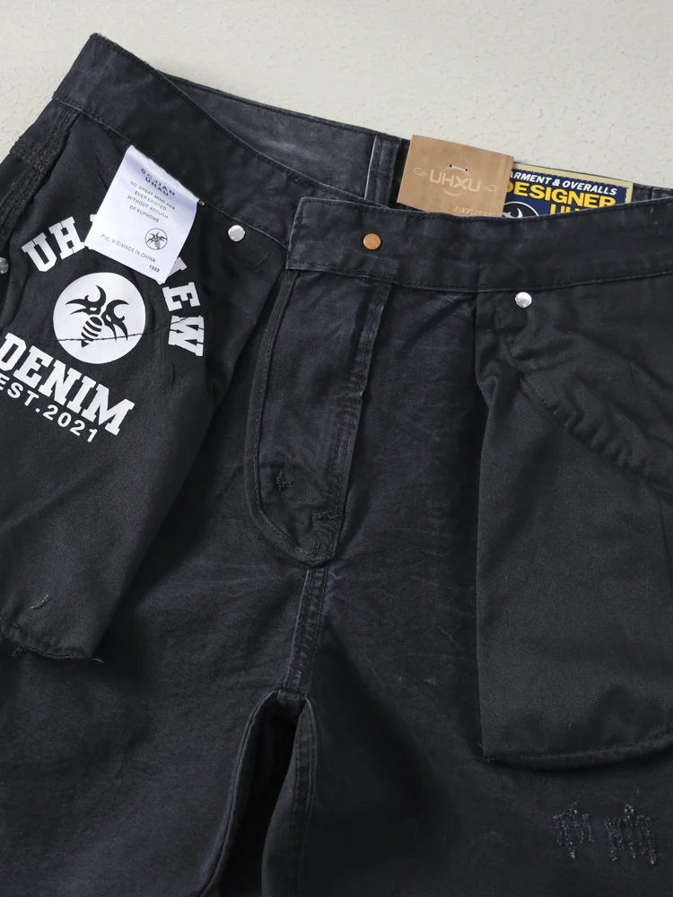 2025 Summer New American Retro Heavyweight Woven Cargo Shorts Men's High Street 100% Cotton Washed Casual Straight 5-point Pants
