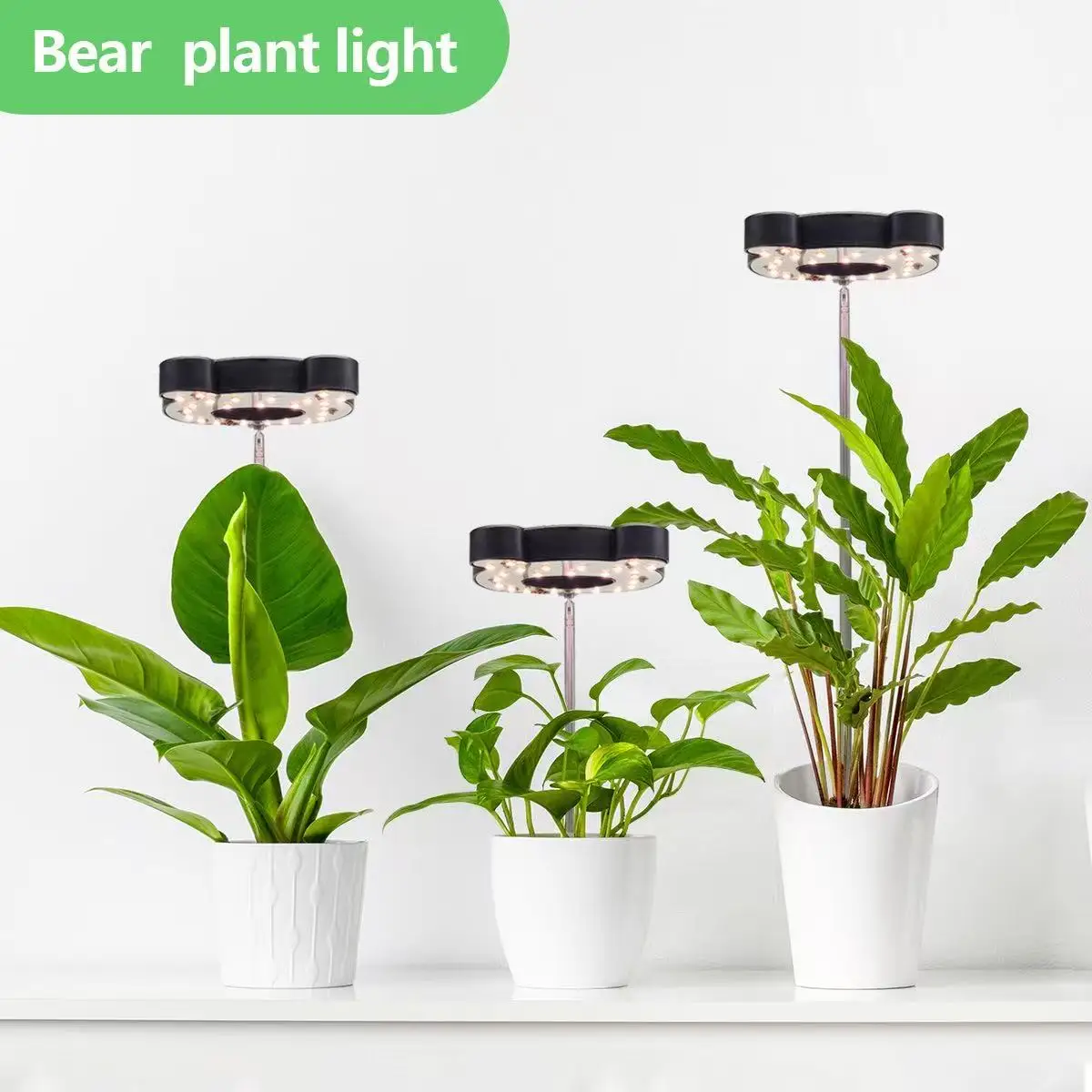 LED Full Spectrum Plant Light For Indoor Plants, Height Adjustable Grow Light With4 Dimmable Brightness, 2/4/8H On/Off Timer