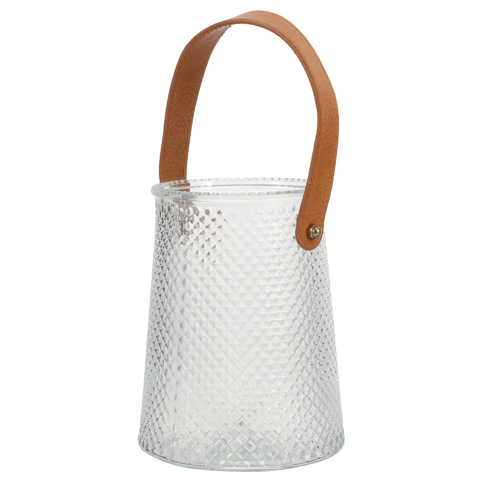 

Handle Glass Vase Clear Flower Vase Decorative Portable for Home Office Restroom 8oz Transparent Vase,