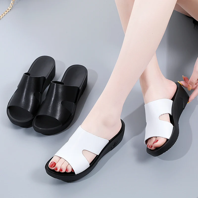 2024 New Fashion Summer Women\'s Sandals Luxury Wedges Slippers Black Platform Shoes for Women Shoes Zapatos De Mujer