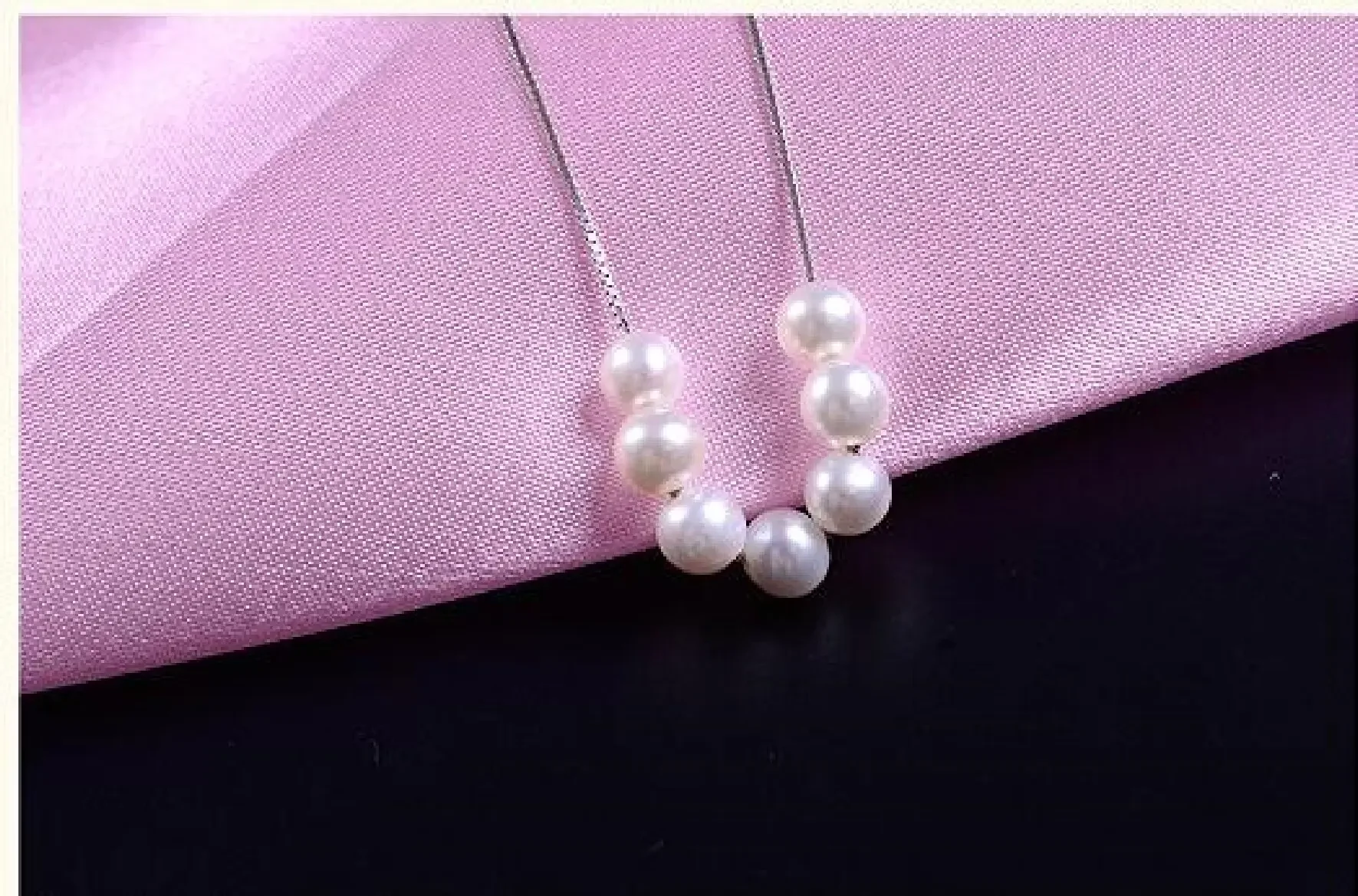 Genuine freshwater AAA 7-8mm white PEARL NECKLACE PENDANT 42-45cm 925 silver