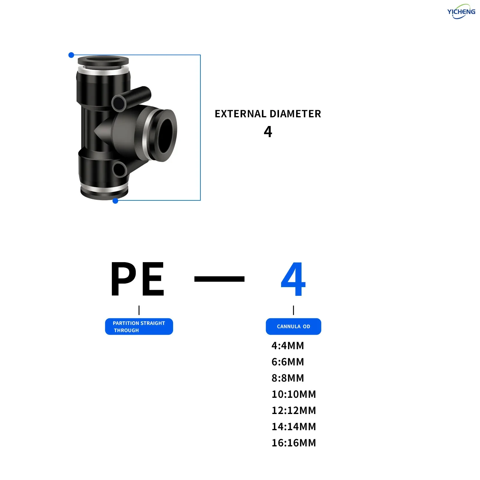 YICHENG PNEUMATIC Hose Connector Tee 3 Ways - 4MM Tube OD Push to Connect Tube Quick Fittings Push Lock (Pack of 30)