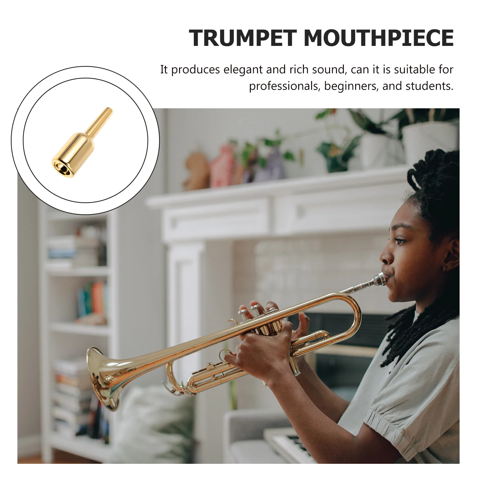 

Gilded Trumpet Mouthpiece Professional Player Replacement Trumpet Part Durable Musical Instrument Supply Replacement