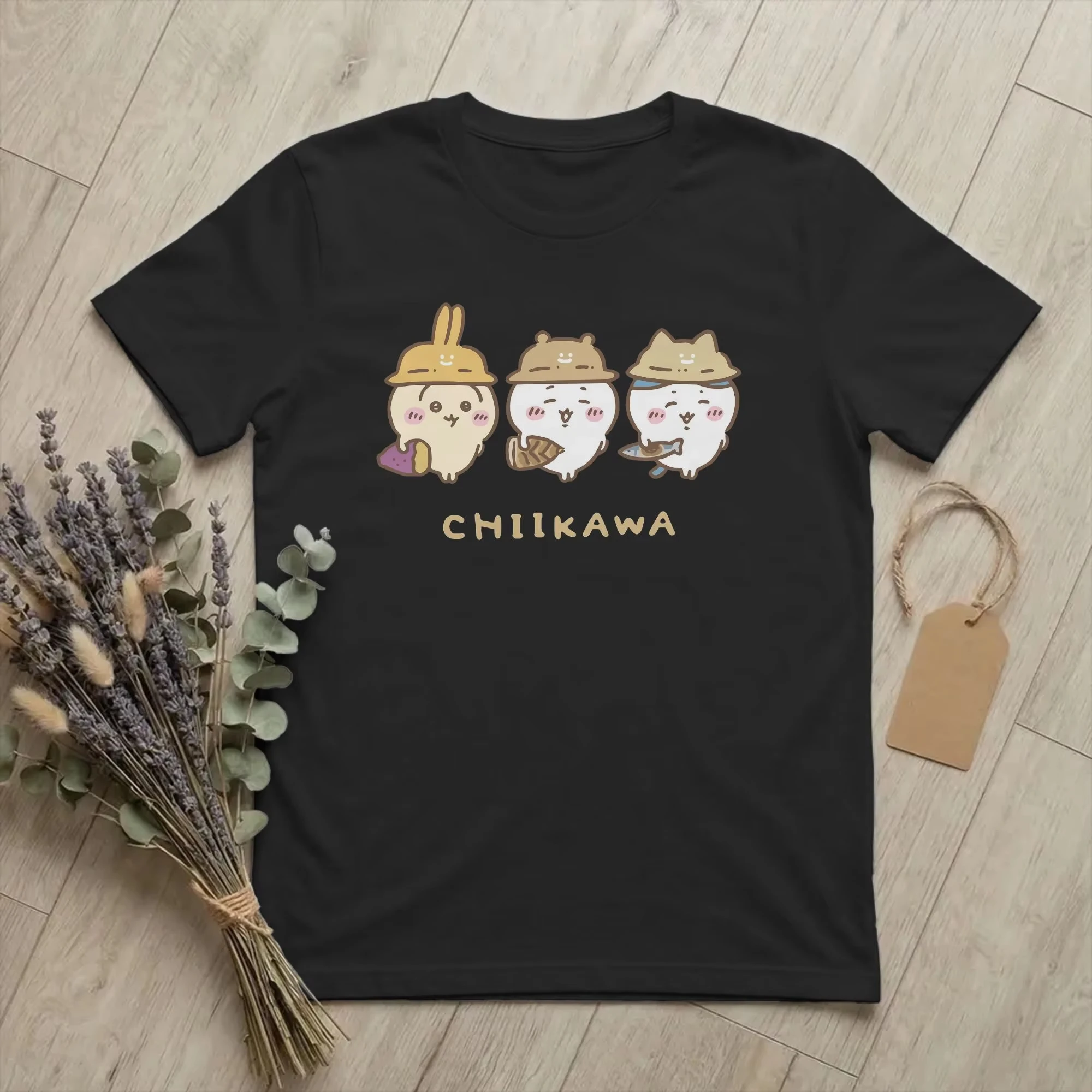 Kawaii Chiikawas & Friends Graphic Tee Unisex Round Neck Short Sleeve Hachiware Usagi Summer Cartoon Streetwear Tops