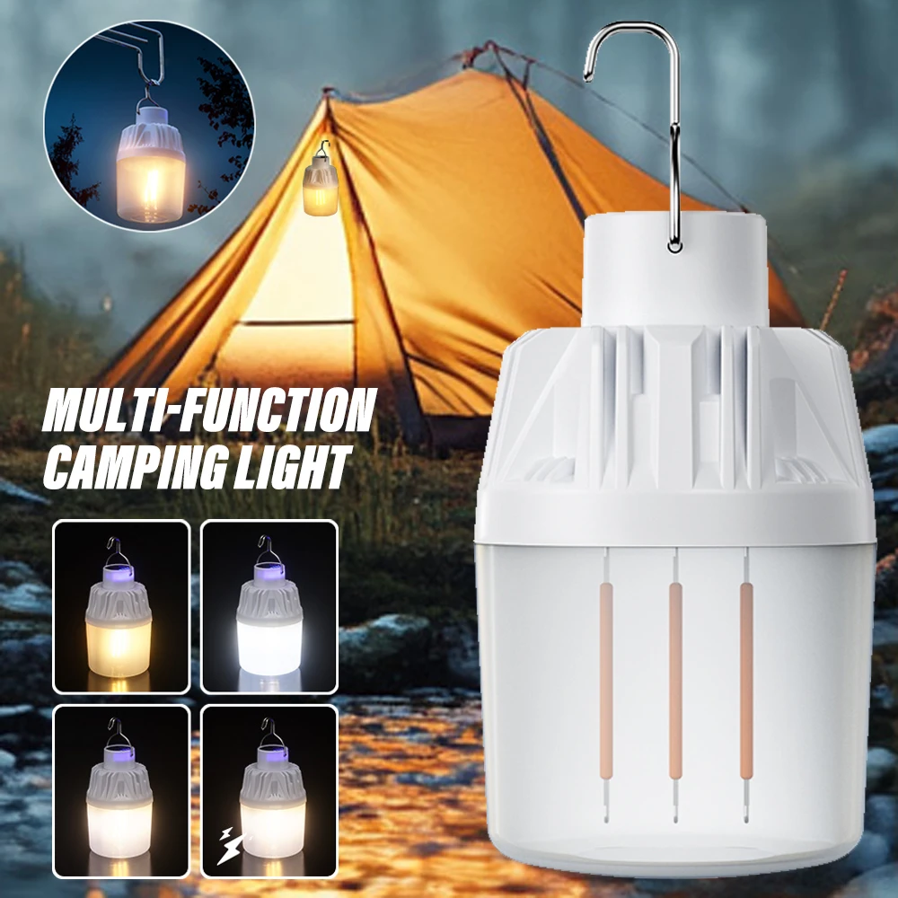 E5 Outdoor Usb Rechargeable Flashlight Portable Work Light Portable Camping Fishing Light Dual Color White Light Warm Light Lamp