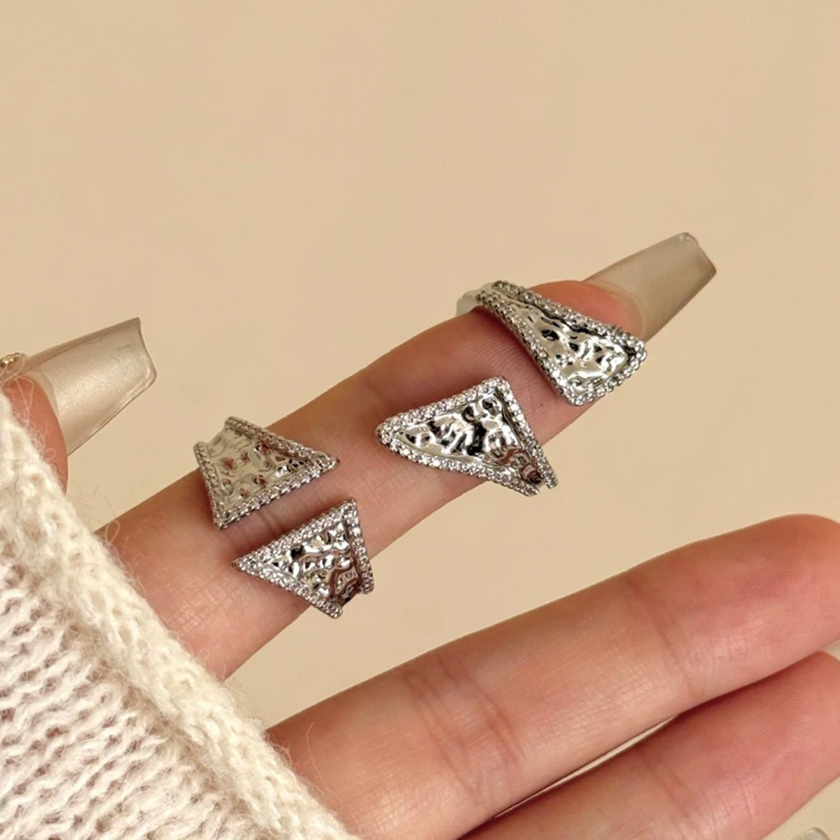 Irregular Concave Convex Ring Simple Unique Design Exquisite Opening Ring for Couples Luxurious High-end Accessories