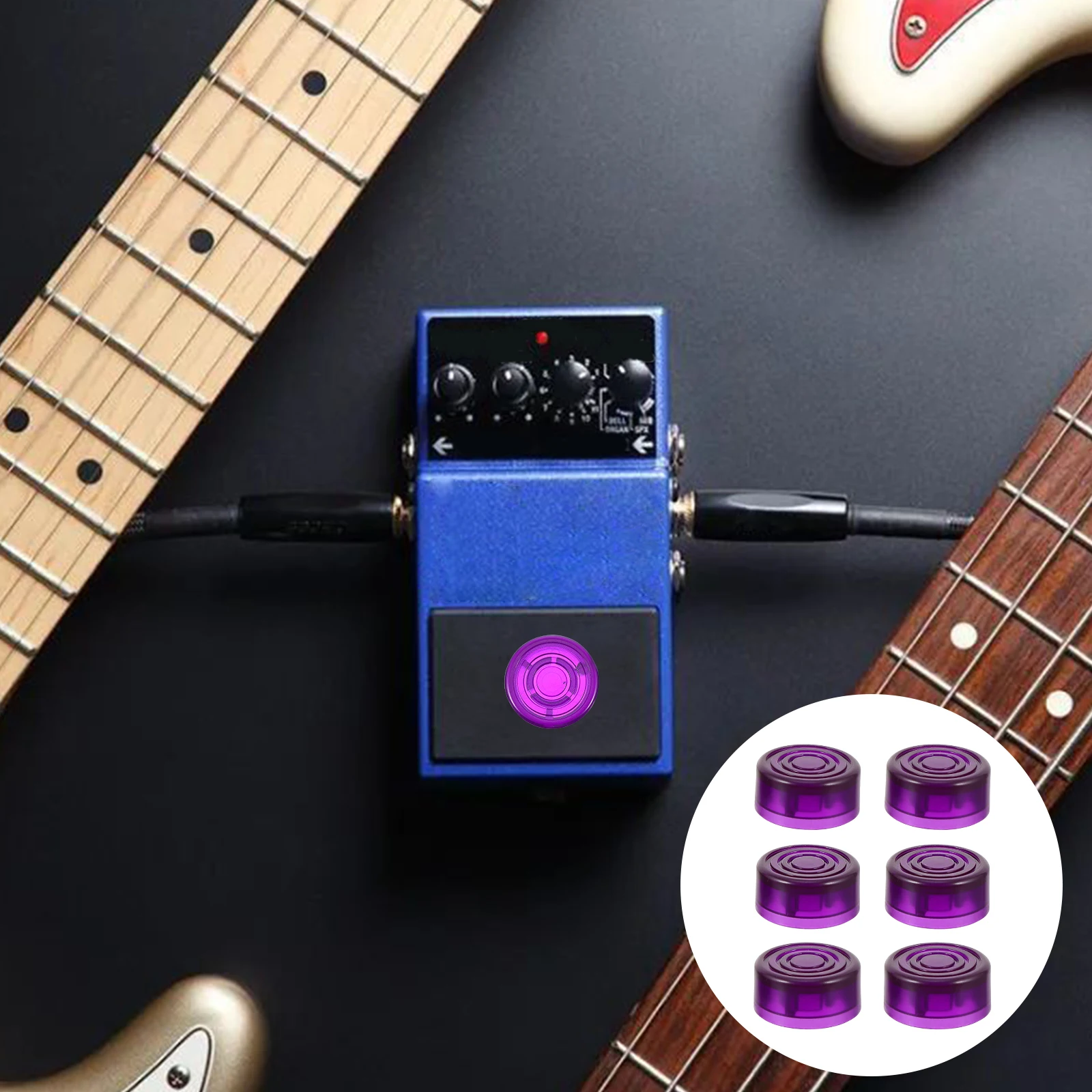 

6 Pcs Effect Pedal Cap Foot Covers Insert Knobs Amp Footswitches Hat Amplifier Accessories Caps of Electric Guitar Plastic