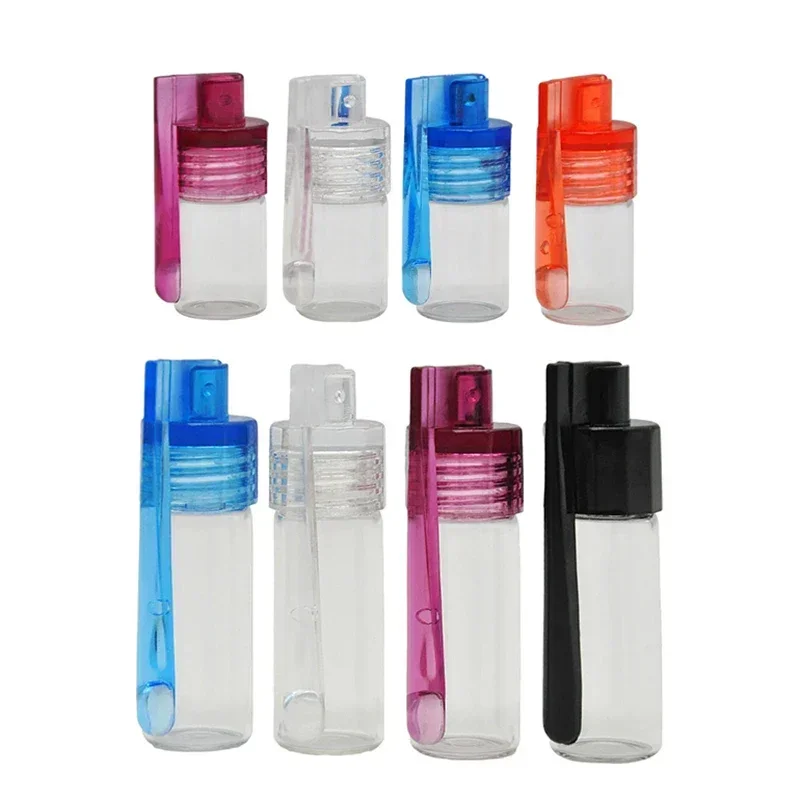 36MM 51MM Glass Bottle Container Portable Box Storage Glass Jar Vial with Spoon Flip Case Randomly Cap Color