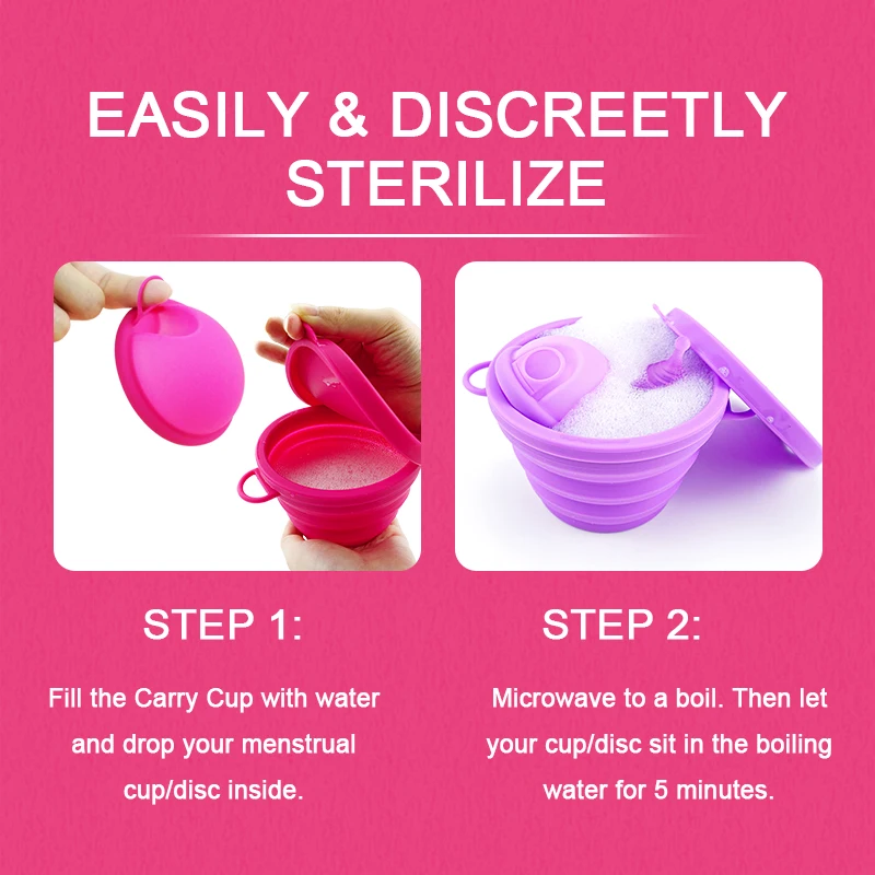 Menstrual Disc Kit With Sterilizer Female Soft Medical Silicone Period Menstruation Use Disk sterilization Container Case