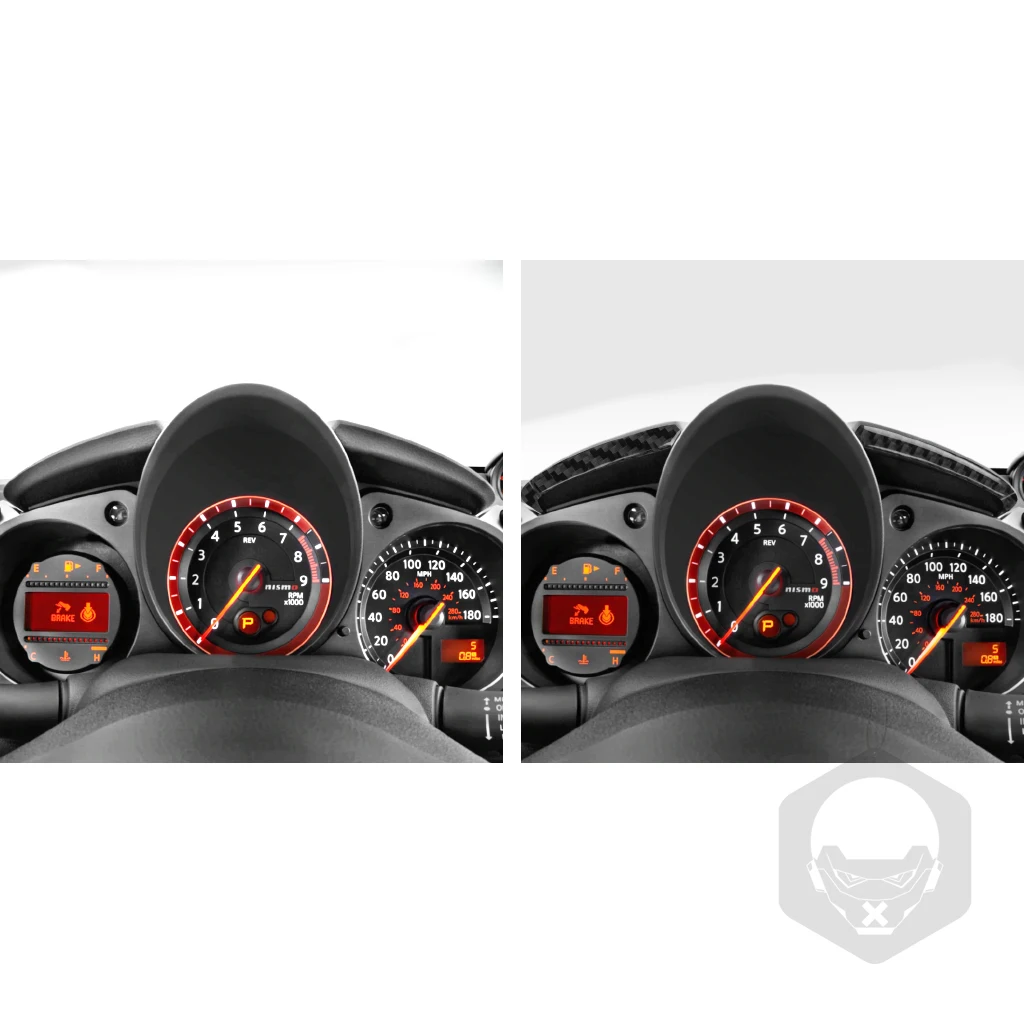 For Nissan 370Z Z34 2009-2024 Car Accessoires Carbon Fiber Dashboard Speedometer Frame Cover Trim Sticker Interior  Modification