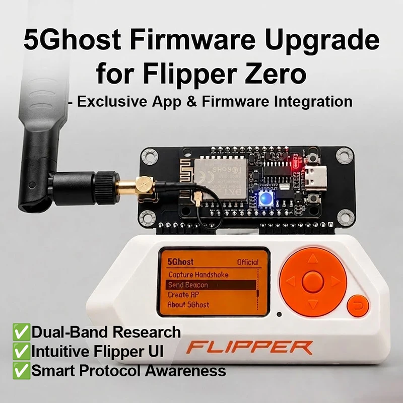 Image of Flipper Zero 5G WiFi Entwicklungsboard, (BW16) GPIO-Modul mit Hochleistungs-8dBi-Antenne, IoT-Devboard & Paketmonitor PINGEQUA
