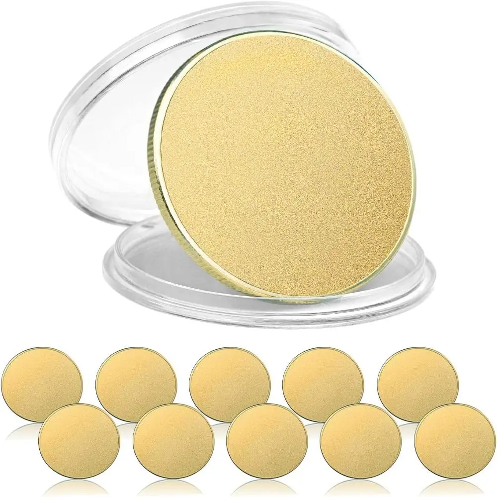 10 sztuk monet do grawerowania metalu, monety 40 mm z akrylowym pudełko ochronne do tworzenia rzeźb i personalizacji odznak