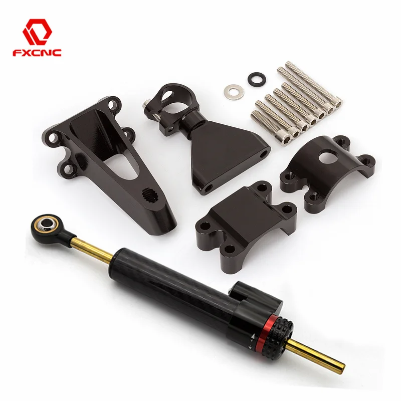 Damper Stabilizer kemudi sepeda motor, serat karbon untuk HONDA CBR600 F4i CBR 600 1999-2003, Kit pendukung braket peredam dudukan