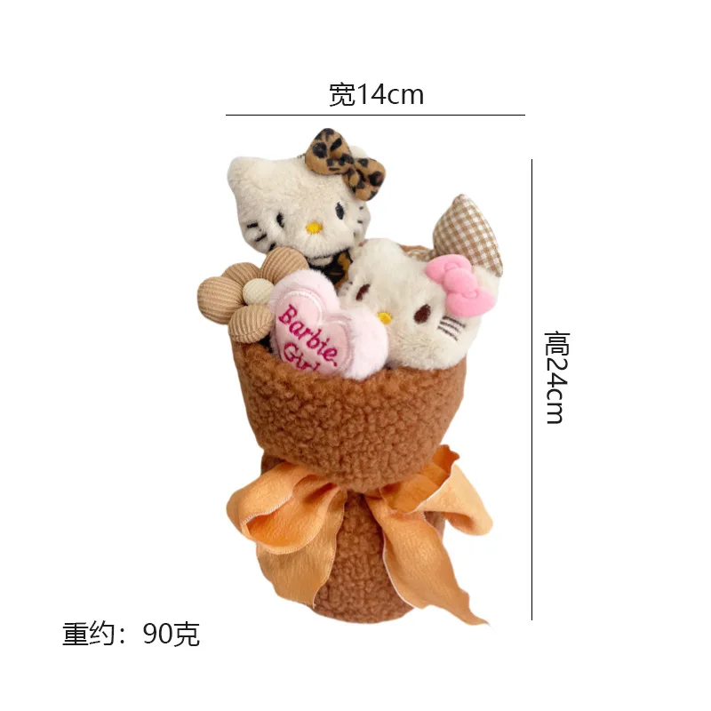 24cm/60.96in Hello Kitty Plushie Toy Flower Bouquet Anime Cute Stuff Peripherals Valentines Birthday Gift Collectible Decorative