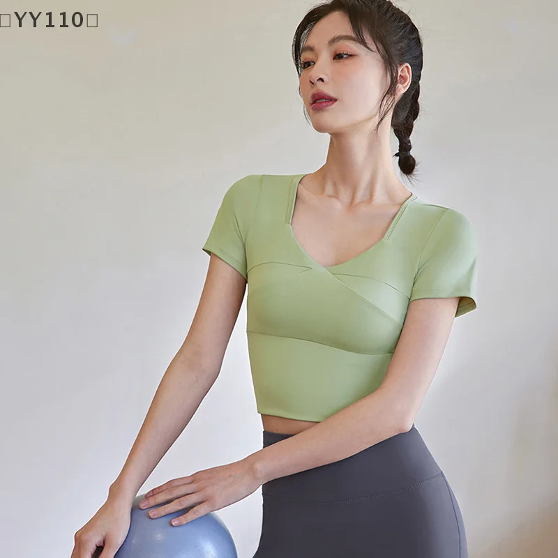 itariaYY110 soi Nieuwe yogakleding Dames Fitnesskleding met korte mouwen Trainingstops Slim Fit Hardloopsport-T-shirt