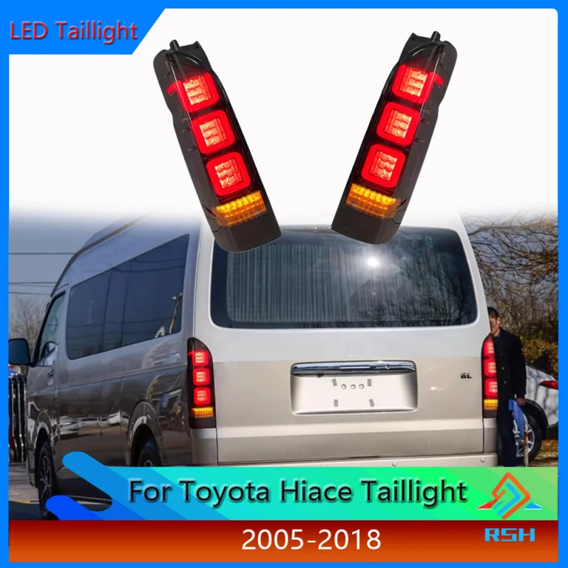 

For Toyota Hiace Taillight Assembly 2005-2018 Modification LED Driving Brake Light Flow Turn Signal Rear Lamp Plug And Play