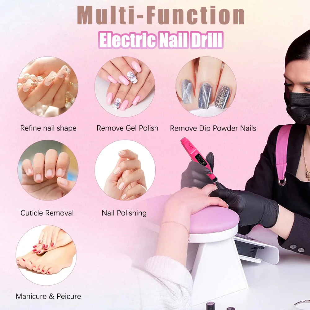 51 Pcs Nail Drill Bit Electric Nail Sander Set Nail Polishing Cuticle Remover Manicure Pedicure Tools for Nails and Feet Care