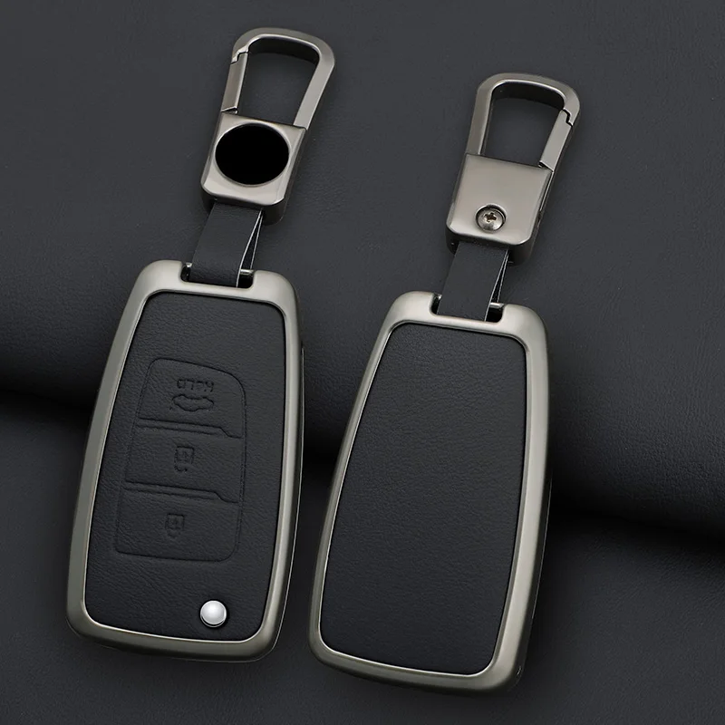 Zinc Alloy Car Flip Key Case Cover for Hyundai Elantra Solaris Tucson I30 I35 I40 KONA Genesis Santa Fe Azera Holder Shell