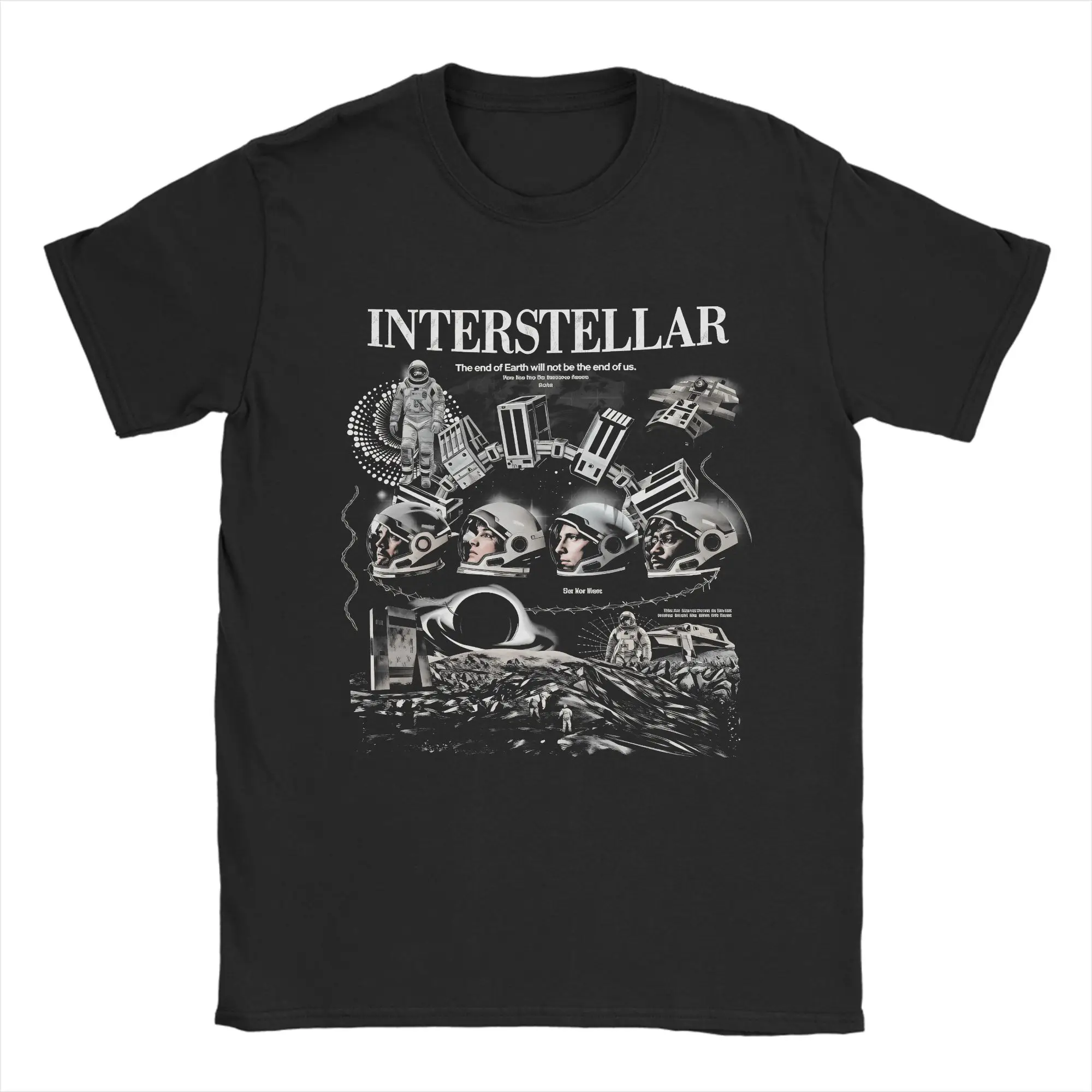 Interstellar Classic Movie T Shirts Men Cotton Vintage T-Shirts Round Neck  Tee Shirt Short Sleeve Clothing Plus Size