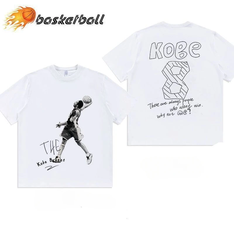 

Summer Cotton T-shirts Streetwear Quality Basketball Kobe Bryant Graphics Printed Loose Oversized Tees Tops Men T Shirt Unisex