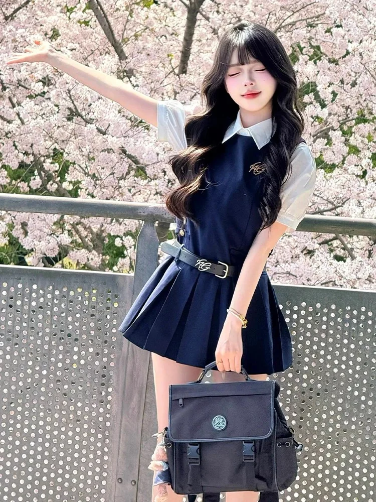 woman dress set korean style Elegant Korean Women A-line Pleated Ruched Business Shift Cocktail Evening Dress
