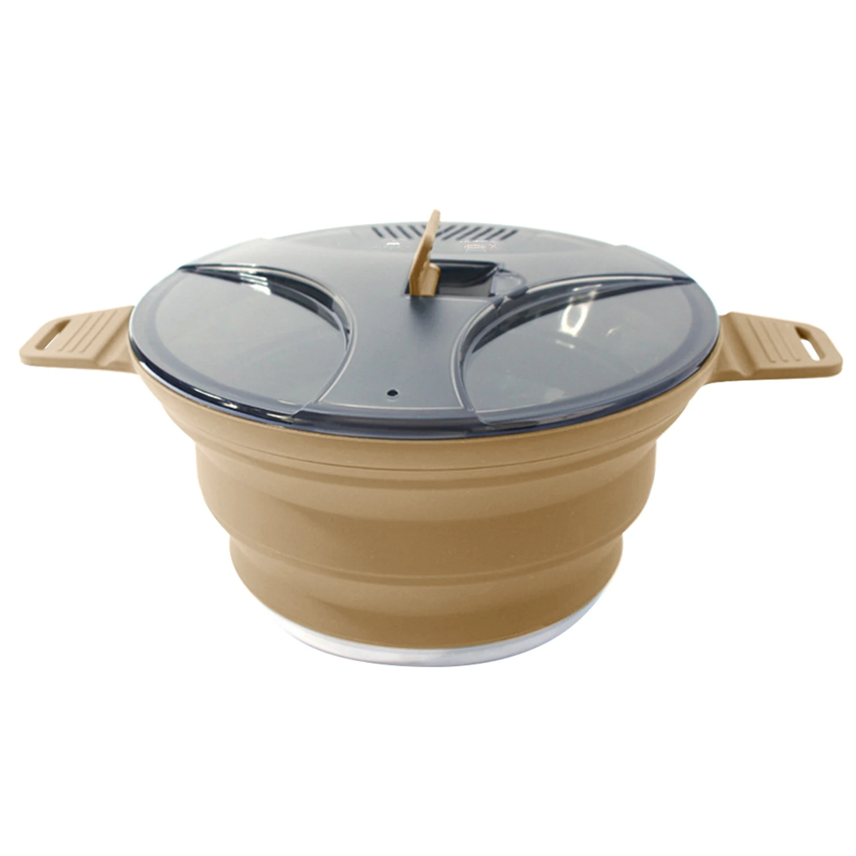 

Outdoor Folding Pot Silicone Hiking Cooking Pot Portable Picnic Pot Stainless Steel Camping Cooker,Khaki