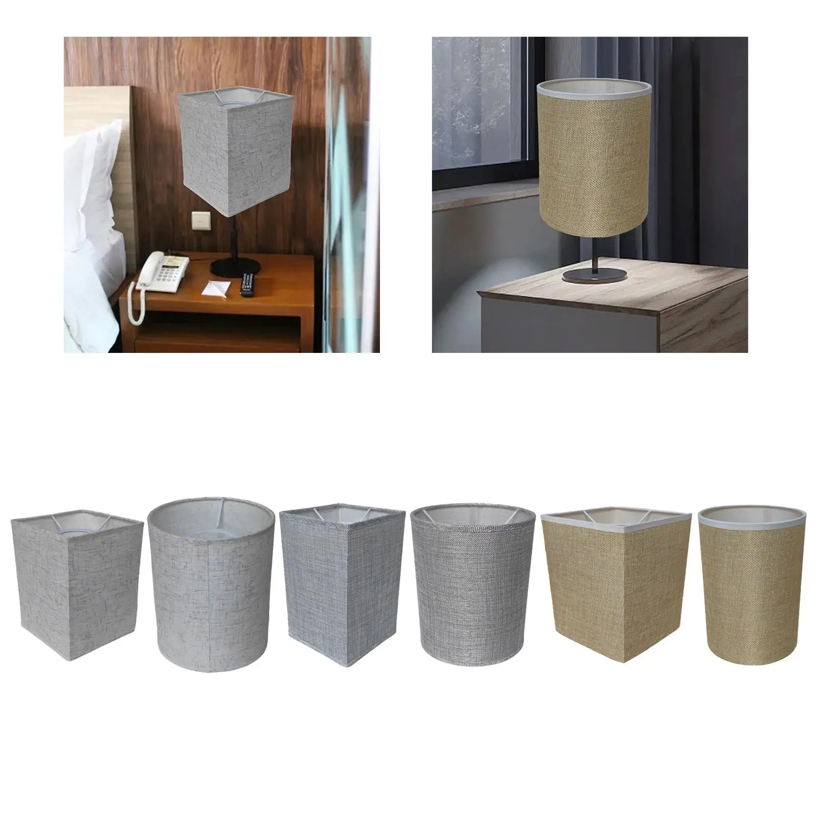 Fabric Burlap Lampshade Light Cover Easy to Assemble Classic Barrel Fabric Lampshade Floor Lamp Shade for Bedroom Table Lamp