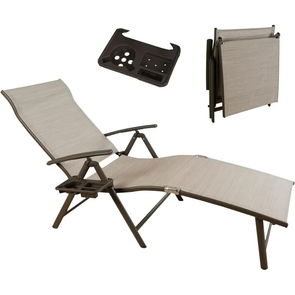 

Cozy Aluminum Reclining Lounge Chair - Perfect for Beach, Yard, Pool, Deck, and Patio - Outdoor Chaise Lounge with Drink